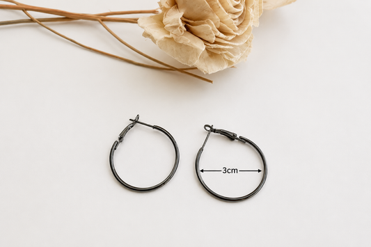 Earring Hoop - Round - Black
