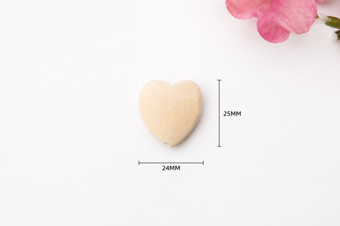 Wood Bead - 25mm - Heart