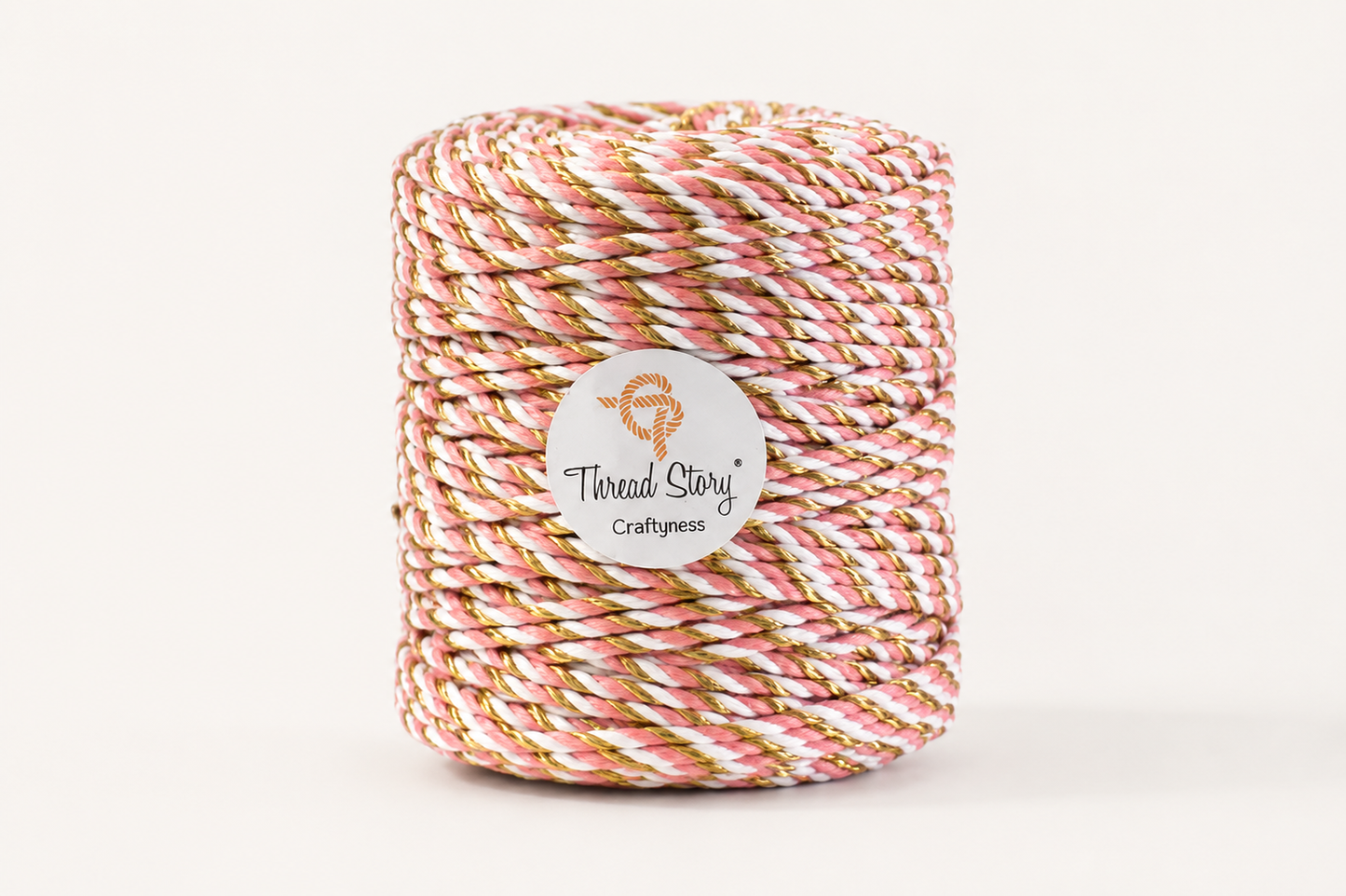 3 mm Peach + White + Gold Zari