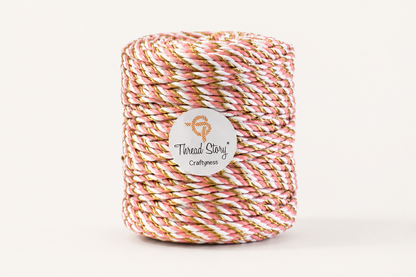 3 mm Peach + White + Gold Zari