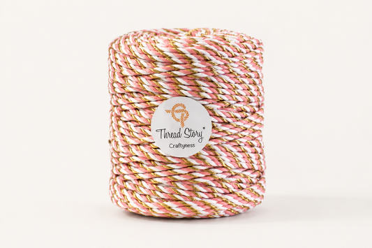 3 mm Peach + White + Gold Zari
