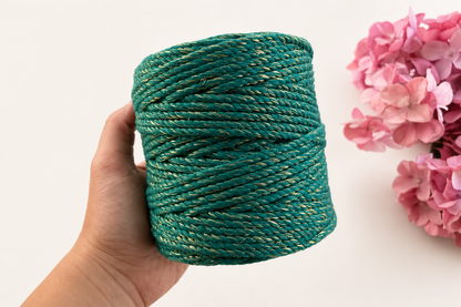 4 mm Green + Gold Zari