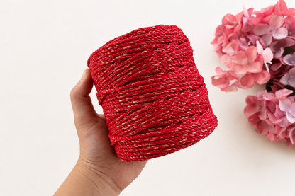4 mm Red + Gold Zari