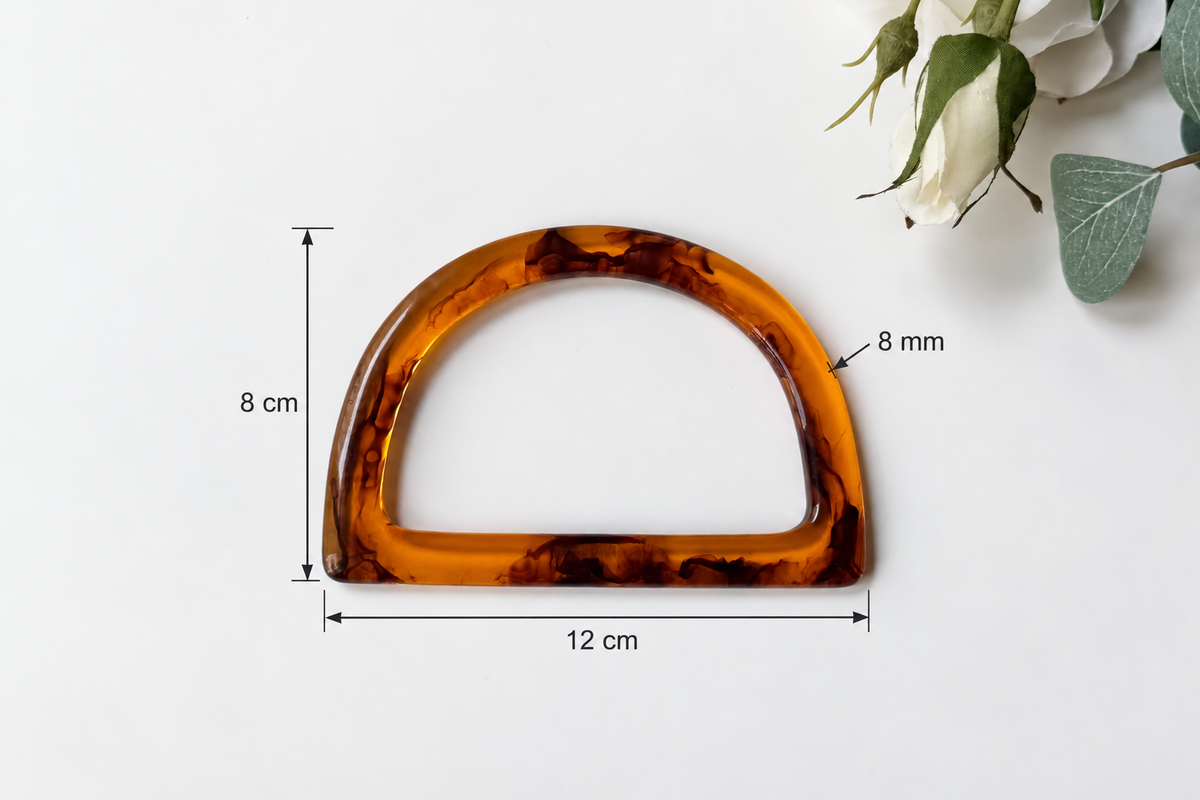 Marbled Resin Bag Handle - D Shape