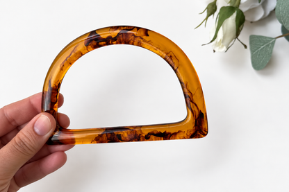 Marbled Resin Bag Handle - D Shape