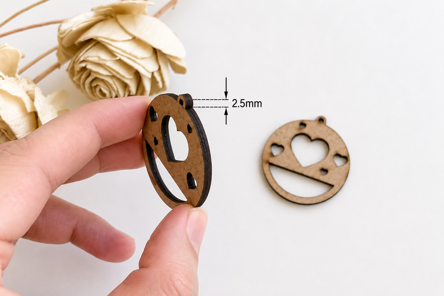 Earring MDF Cutout – Round Heart