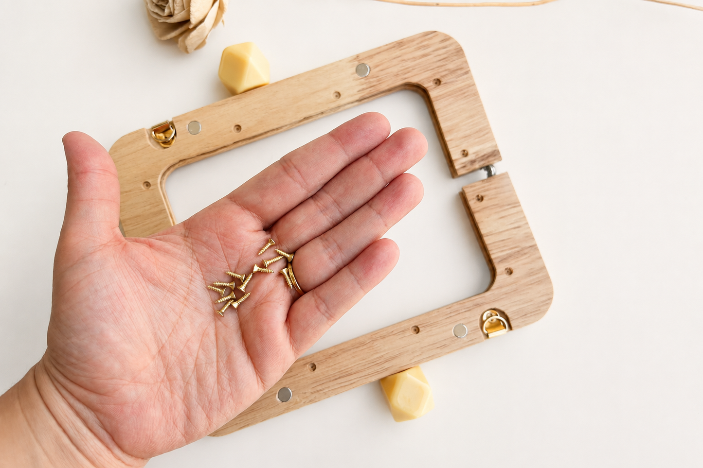 Wood Purse Frame - Beige