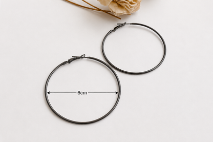 Earring Hoop - Round - Black