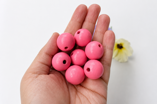 Colorful Round Bead - Bubblegum Pink