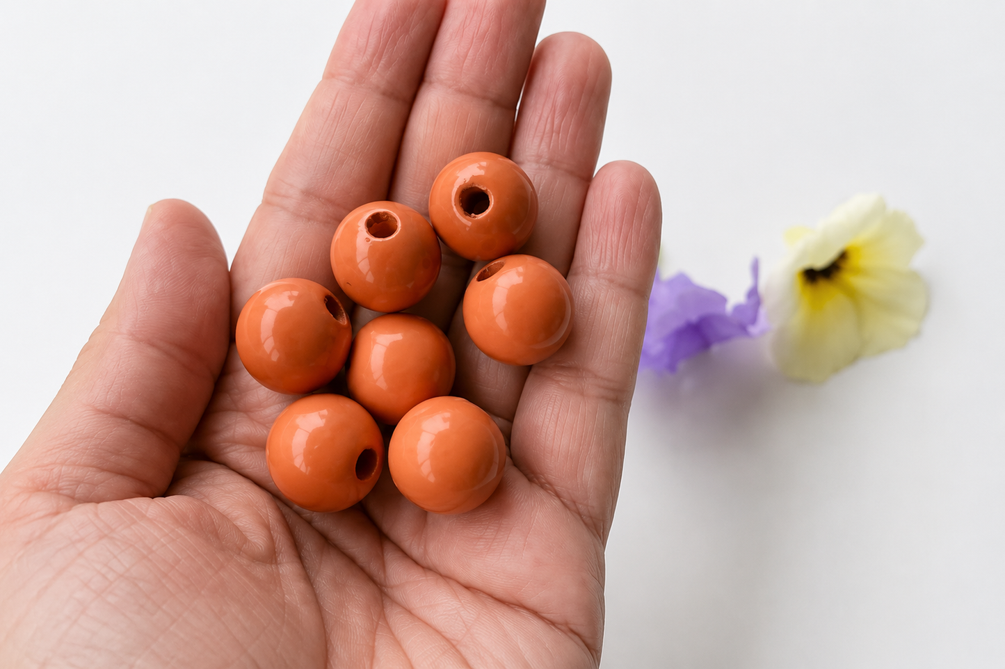 Colorful Round Bead - Burnt Orange