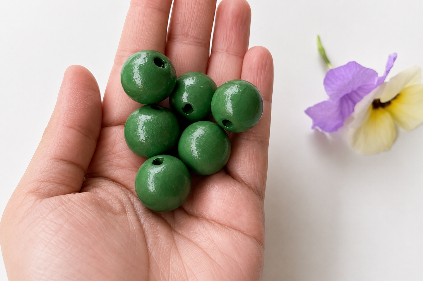 Colorful Round Bead - Dark Green