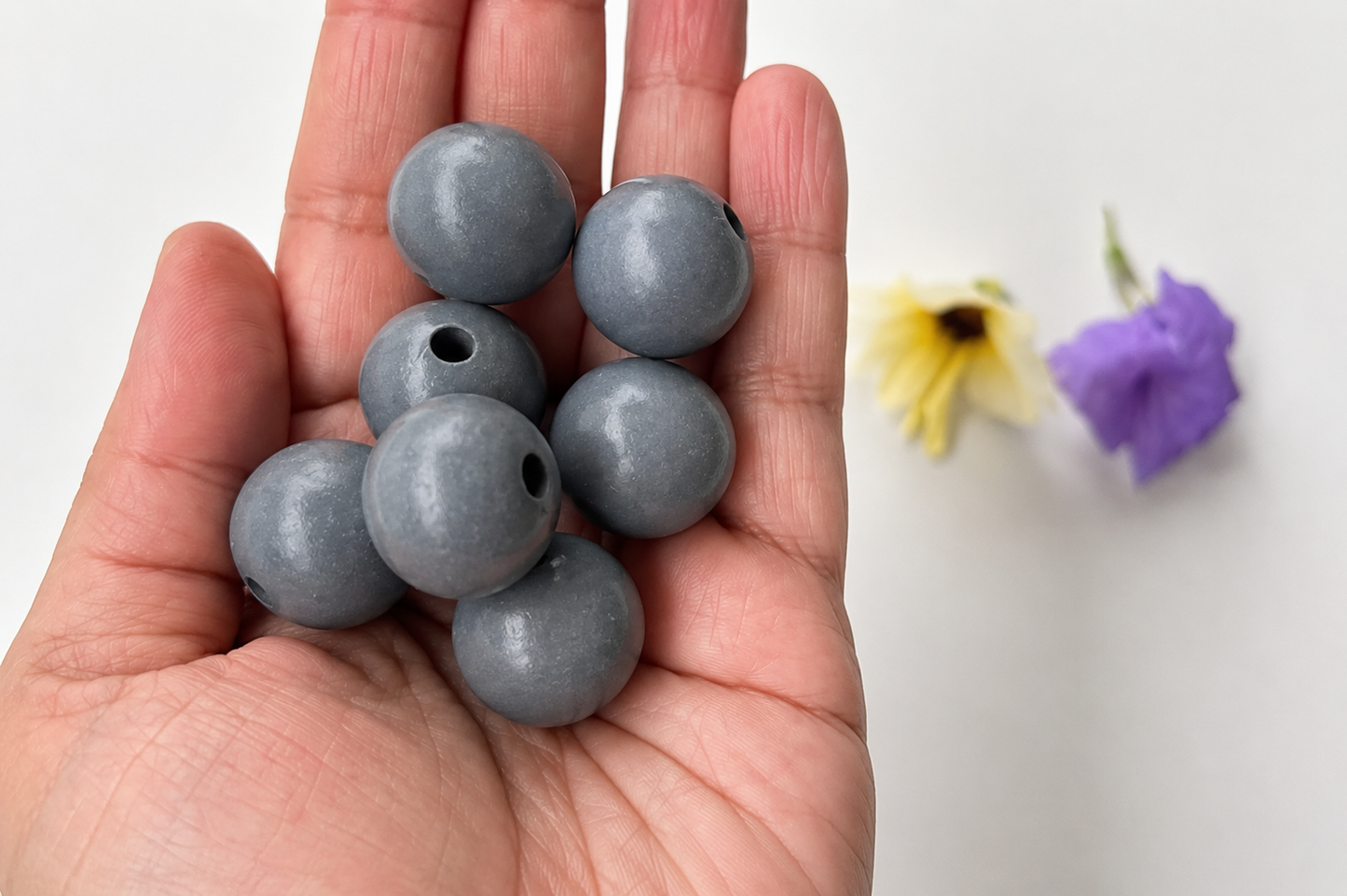 Colorful Round Bead - Dark Grey