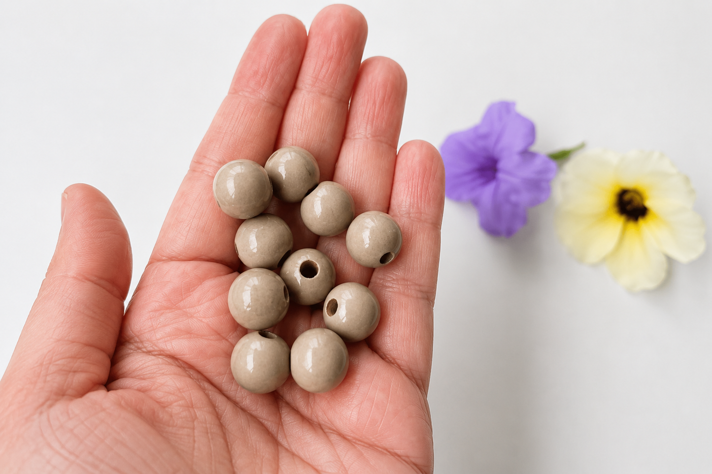 Colorful Round Bead - Dark Beige