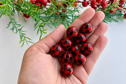 Round Bead - Dark Red Ribbon