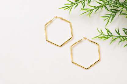Earring Hoop - Hexagonal