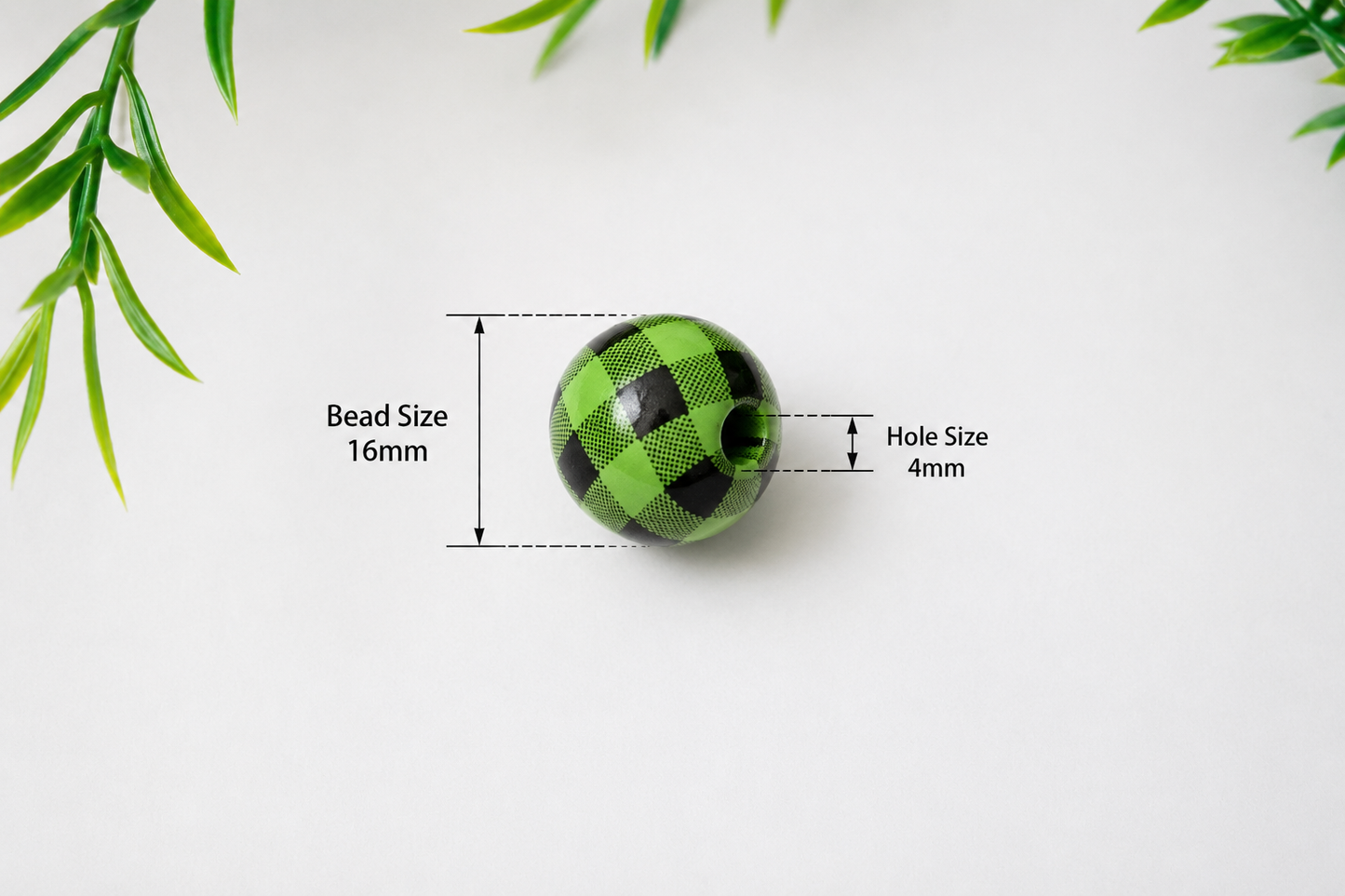 Round Bead - Light Green Ribbon