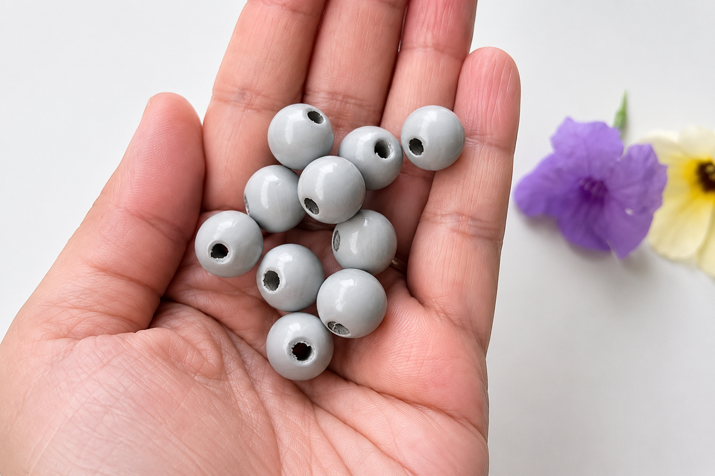 Colorful Round Bead - Light Grey