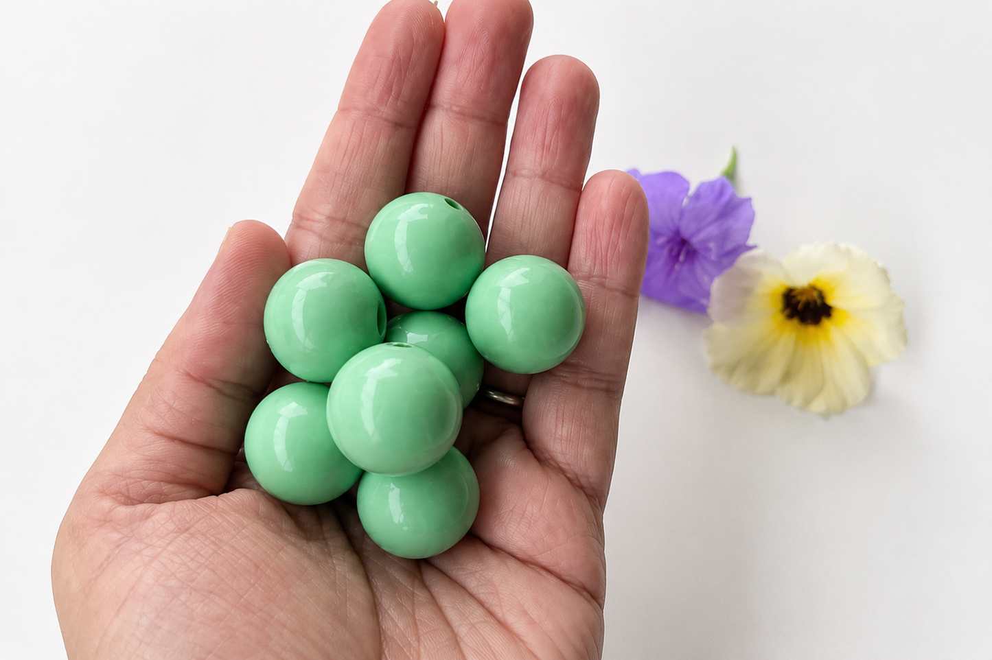 Colorful Round Bead - Mint Green