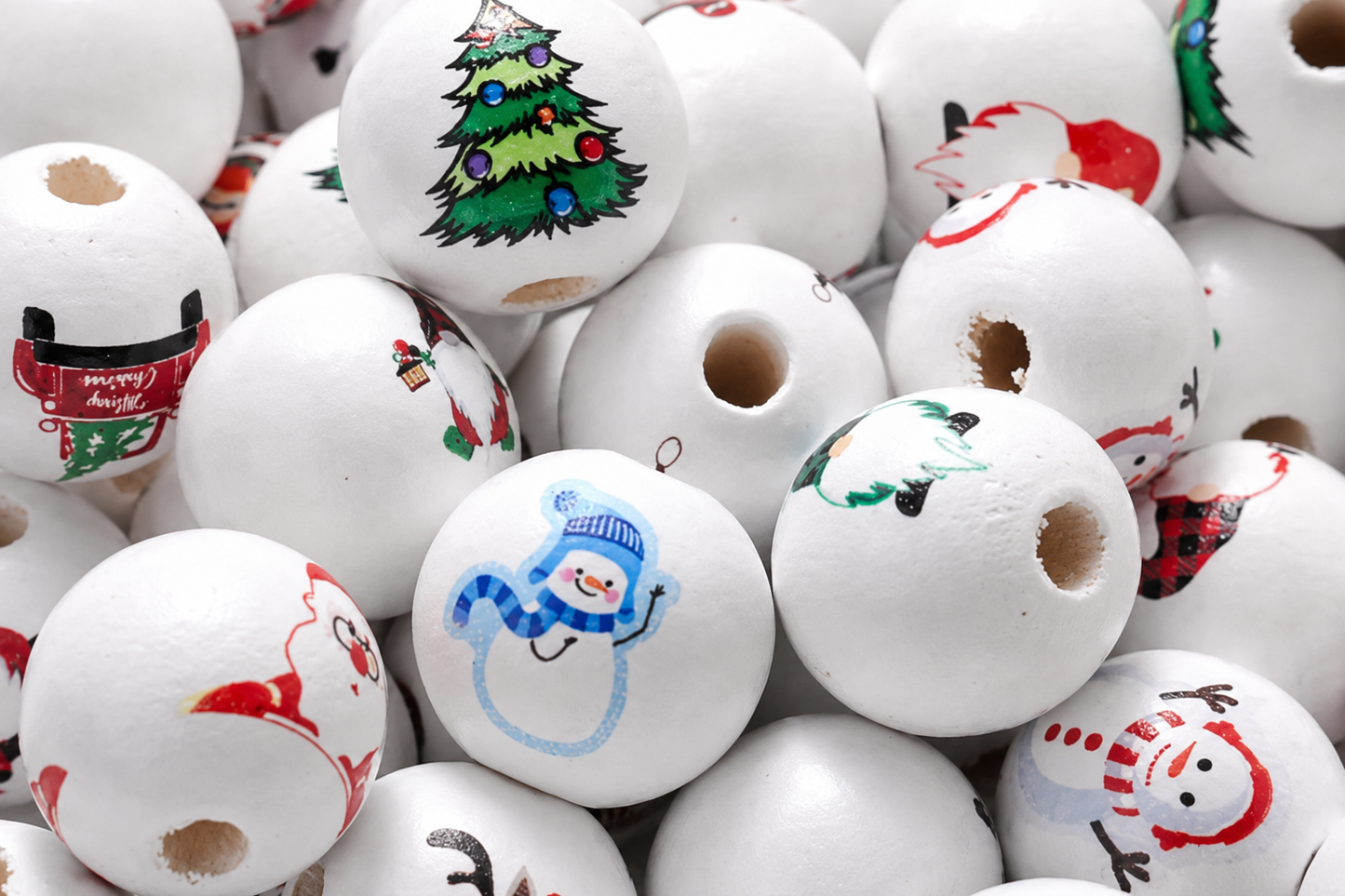 Christmas Themed Wooden Beads