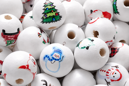 Christmas Themed Wooden Beads