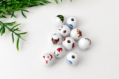 Christmas Themed Wooden Beads