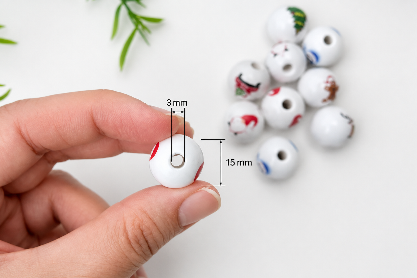 Christmas Themed Wooden Beads