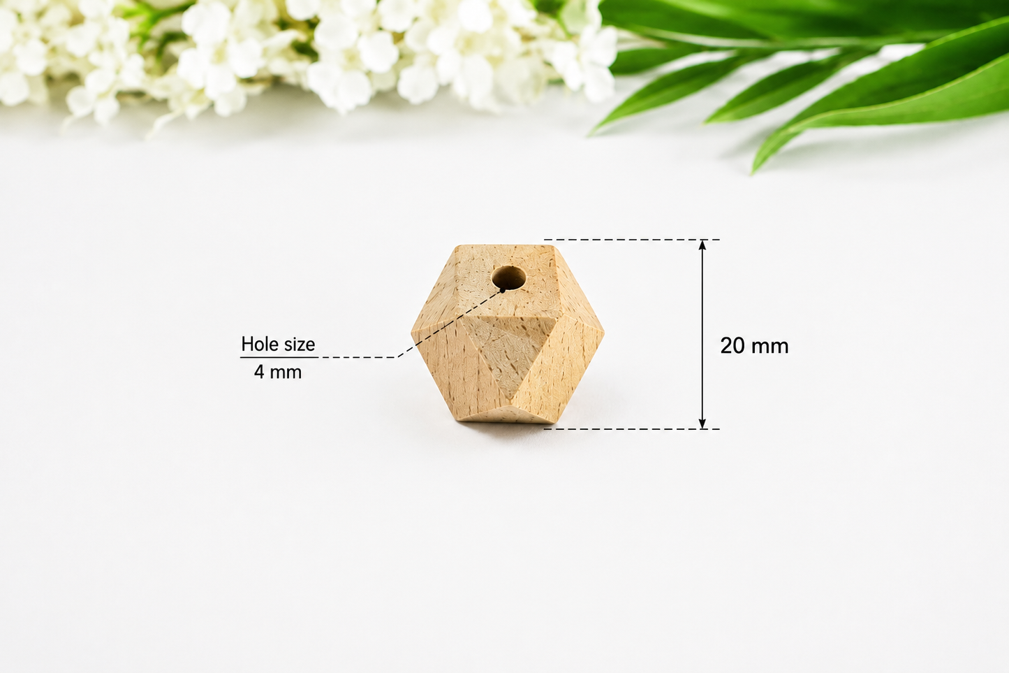 Wood Bead - 20mm - Hexagonal