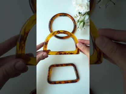 Marbled Resin Bag Handle - D Shape