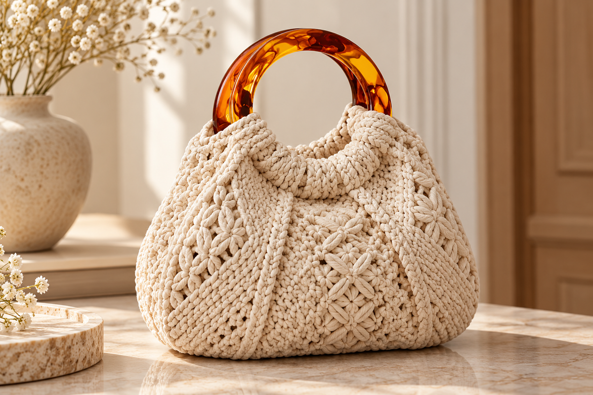 Marbled Resin Bag Handle - Round