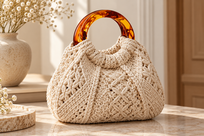 Marbled Resin Bag Handle - Round