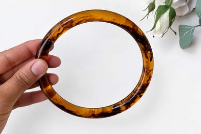 Marbled Resin Bag Handle - Round