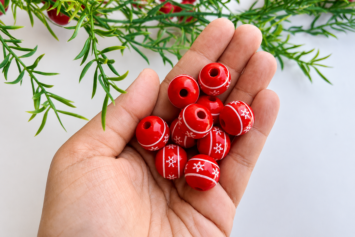 Round Bead - Snowflake