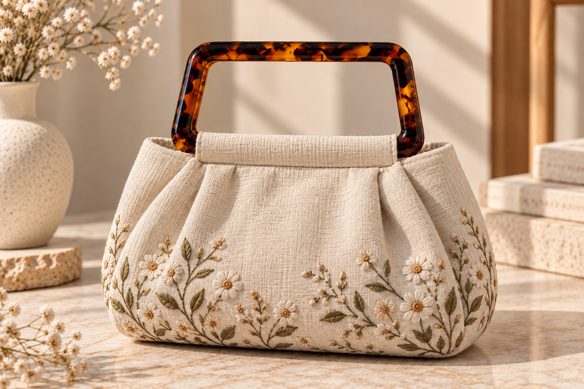 Marbled Resin Bag Handle - Trapezoid