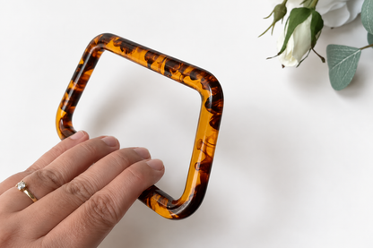 Marbled Resin Bag Handle - Trapezoid