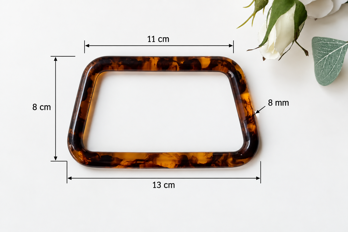 Marbled Resin Bag Handle - Trapezoid