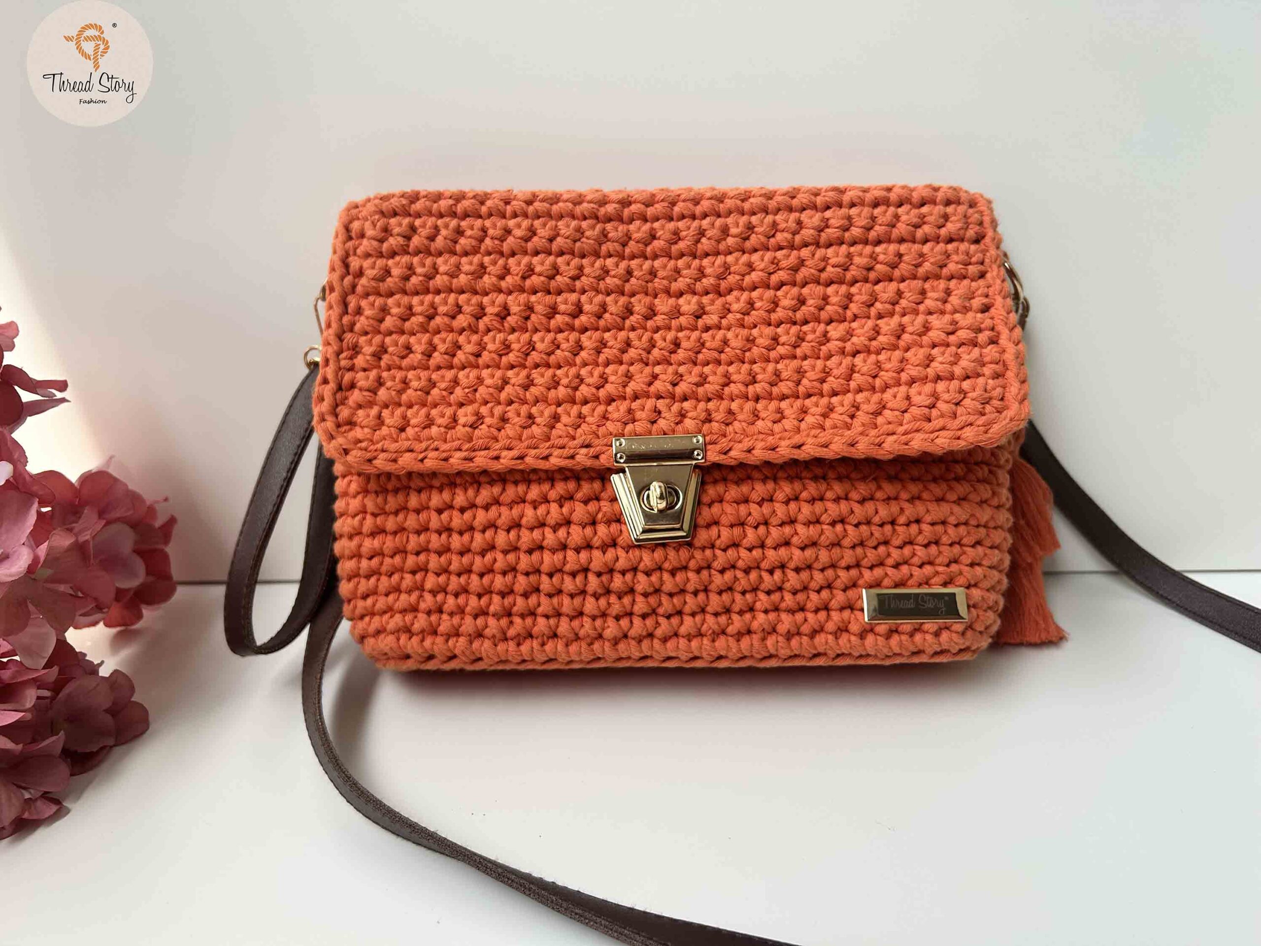 Vintage Retro Knit Macrame Shoulder Bag Red and... - Depop